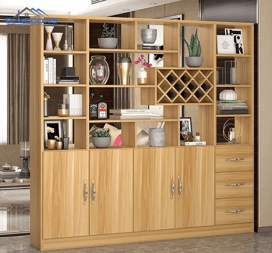 +15 mẫu tủ chưng rượu mẫu mã đẹp, độc đáo và giá rẻ nhất 12 Tủ trưng rượu kết hợp kệ trang trí
