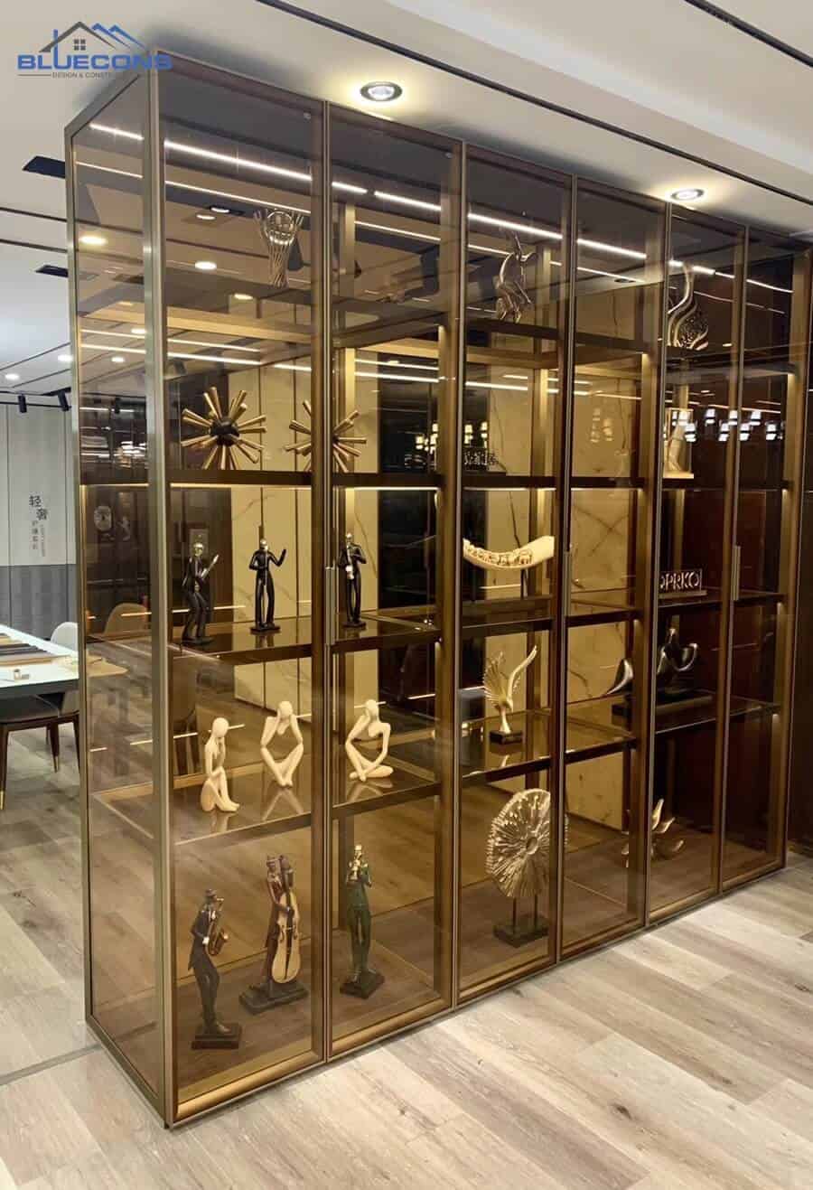 Tủ rượu nhôm kính sang trọng và hiện đại