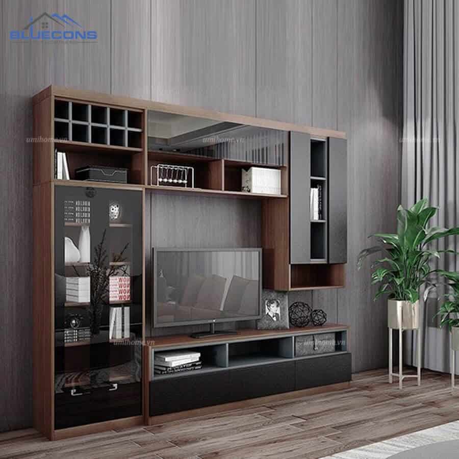 Tủ kính trang trí phòng khách trang nhã