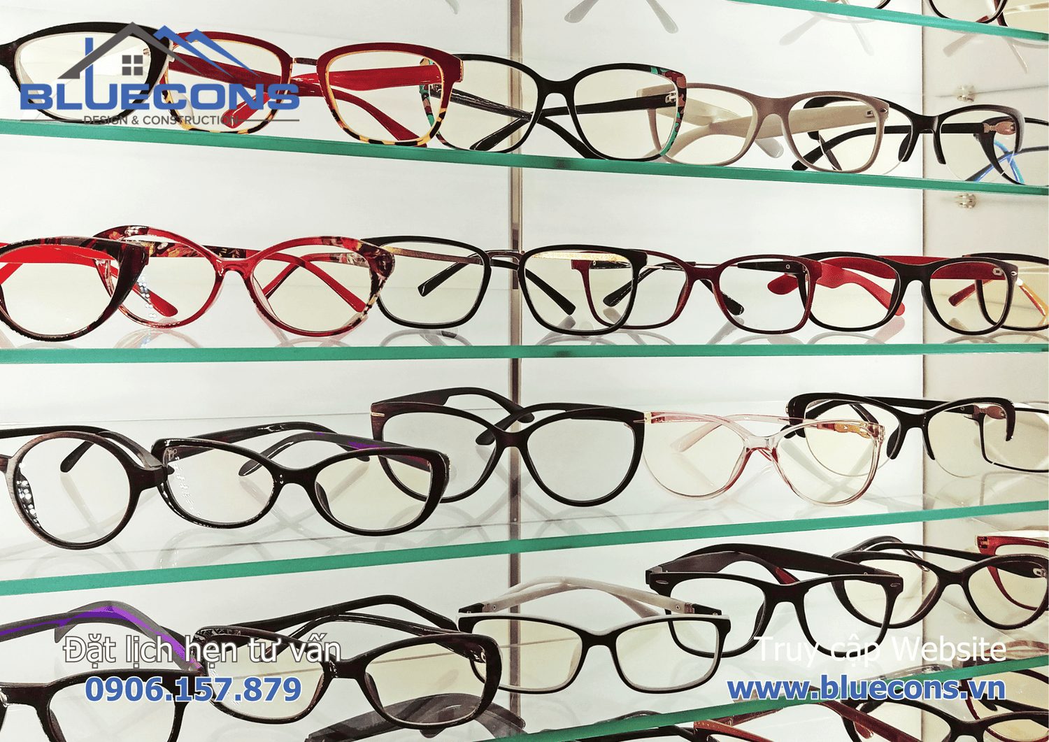 Thi công shop kính mắt đẹp 2024