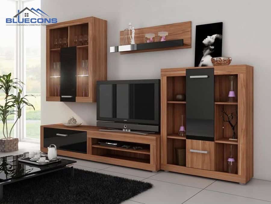 Mẫu tủ trang trí phòng khách tại Bluecons
