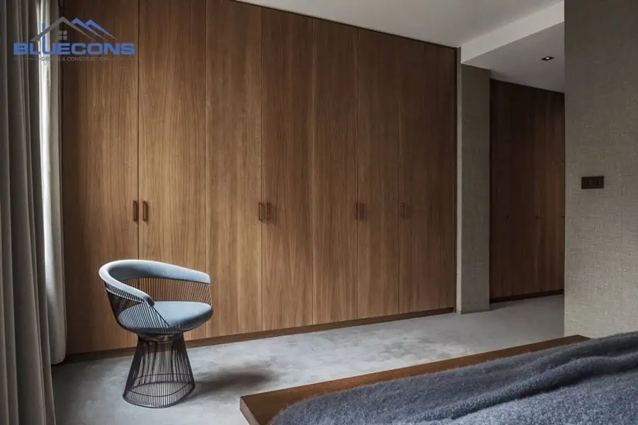 Đóng tủ quần áo theo yêu cầu đẹp, giá rẻ, thiết kế miễn phí tại Bluecons 20 Tủ quần áo âm tường gỗ công nghiệp
