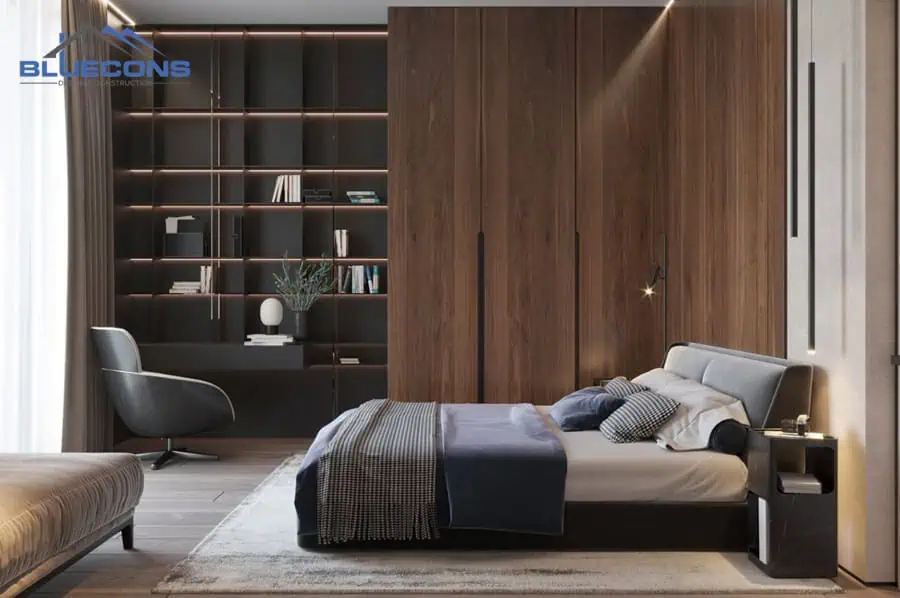Đóng tủ quần áo theo yêu cầu đẹp, giá rẻ, thiết kế miễn phí tại Bluecons 19 Tủ quần áo âm tường gọn gàng