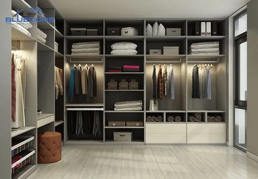 Đóng tủ quần áo theo yêu cầu đẹp, giá rẻ, thiết kế miễn phí tại Bluecons 18 Tủ quần áo không cánh sang trọng
