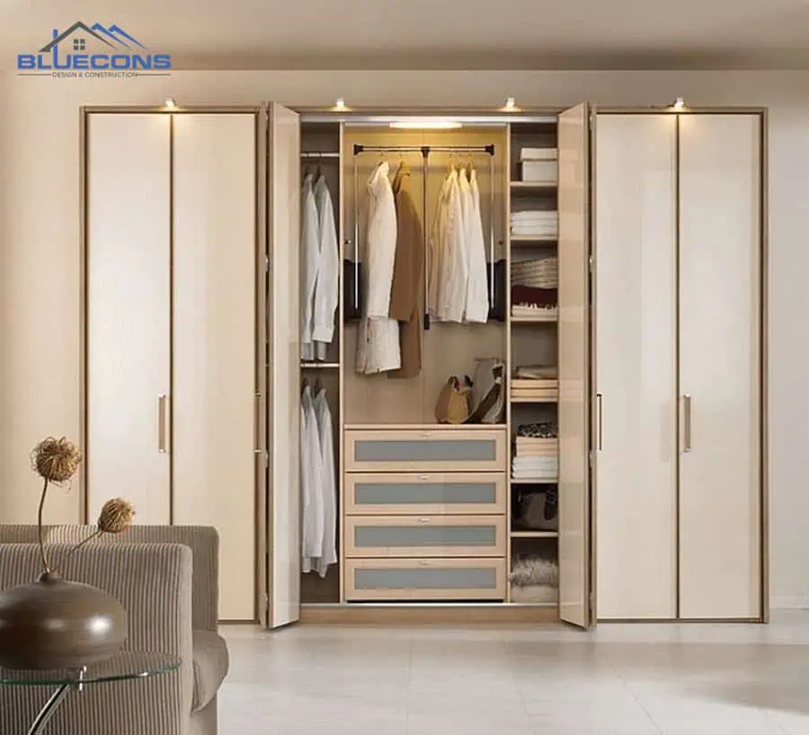 Đóng tủ quần áo theo yêu cầu đẹp, giá rẻ, thiết kế miễn phí tại Bluecons 23 Tủ quần áo kịch trần đơn giản, nhỏ gọn