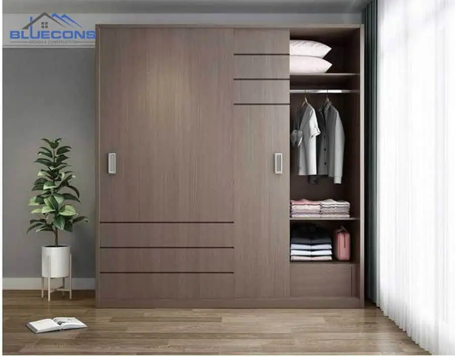 Đóng tủ quần áo theo yêu cầu đẹp, giá rẻ, thiết kế miễn phí tại Bluecons 8 Tủ quần áo MDF bền, dễ thi công