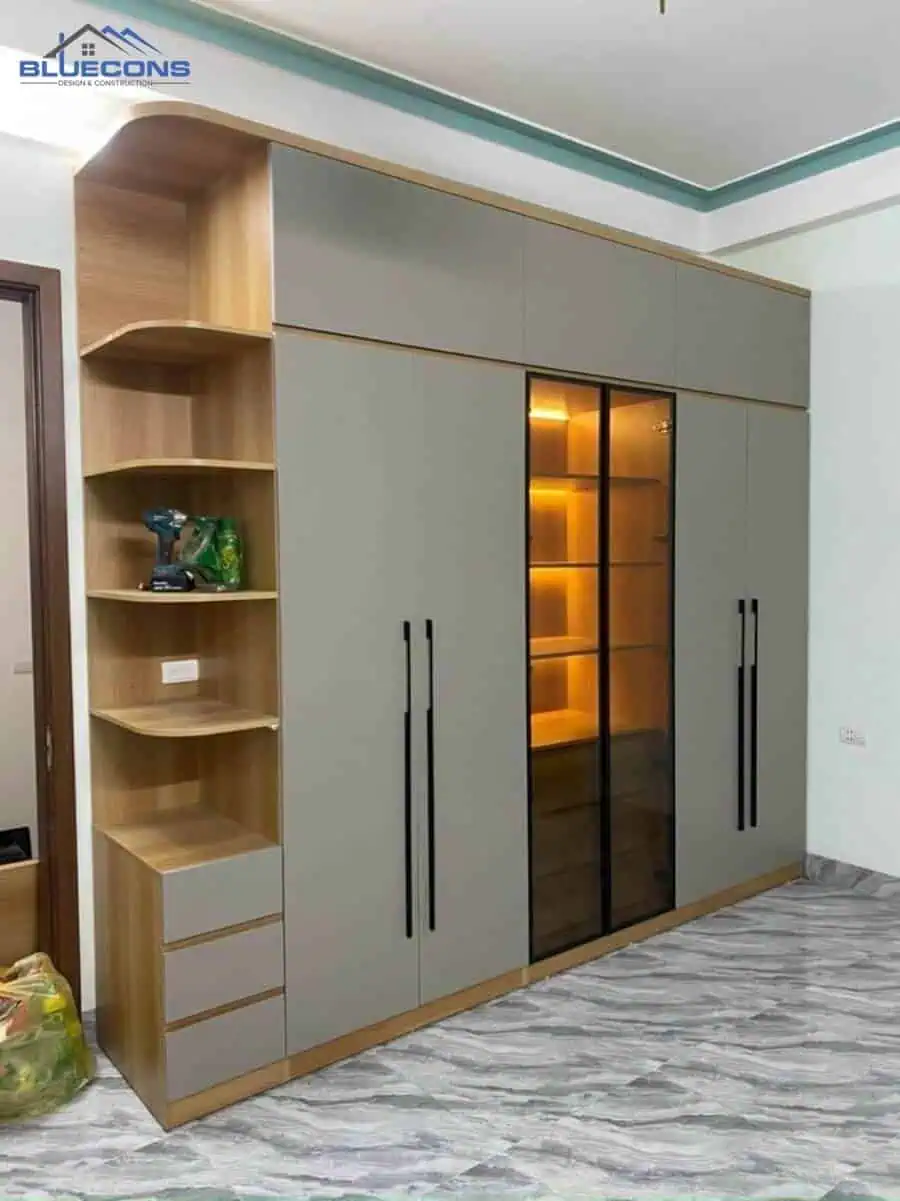 Đóng tủ quần áo theo yêu cầu đẹp, giá rẻ, thiết kế miễn phí tại Bluecons 9 Tủ quần áo MDF