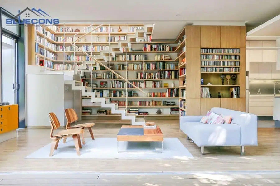 +30 mẫu Tủ Tường Phòng Khách Đẹp - Giá Rẻ Chất Lượng Cao 24 Tủ sách phòng khách trang trí đẹp mắt