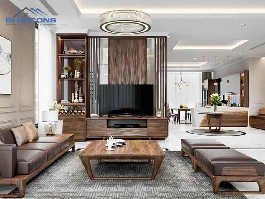 +30 mẫu Tủ Tường Phòng Khách Đẹp - Giá Rẻ Chất Lượng Cao 18 Tủ tường trang trí phòng khách thiết kế đơn giản
