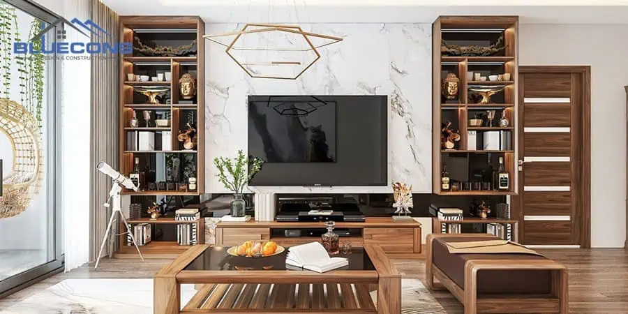 +30 mẫu Tủ Tường Phòng Khách Đẹp - Giá Rẻ Chất Lượng Cao 8 Tủ tường phòng khách kiểu dáng hiện đại