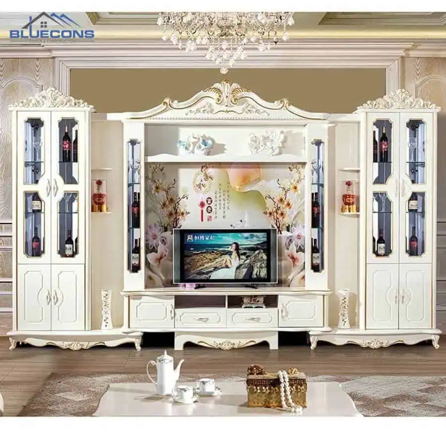 +30 mẫu Tủ Tường Phòng Khách Đẹp - Giá Rẻ Chất Lượng Cao 9 Mẫu tủ tường phong cách tân cổ điển
