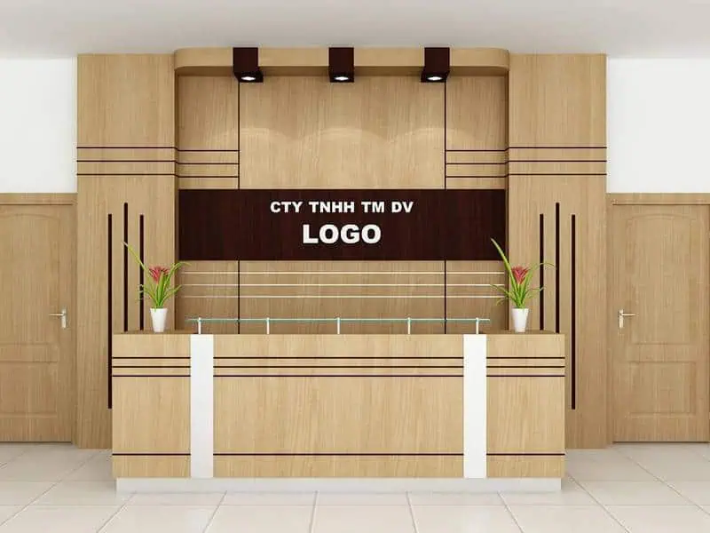 Vách logo gỗ công nghiệp