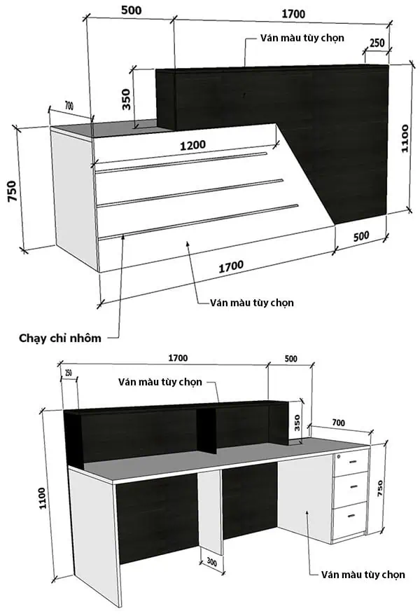 Quầy lễ tân hiện đại và sang trọng